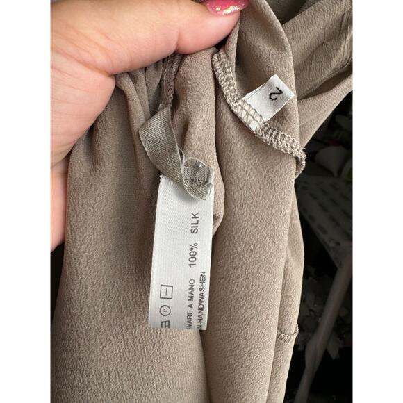 Kristensen Du Nord Women's Tan Silk Sheer Sleeveless Slip Dress Size 2 (Medium) - Picture 6 of 6